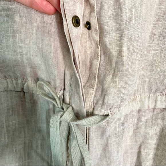 ENZA COSTA French Linen Jumpsuit Sz 0 Tan Sleeveless Neutral Casual - Picture 5 of 12